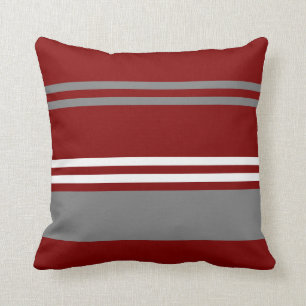 Coussin Carreau rouge, gris et blanc de rayure