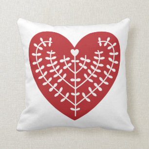 Coussin Carreau rouge scandinave de coeur