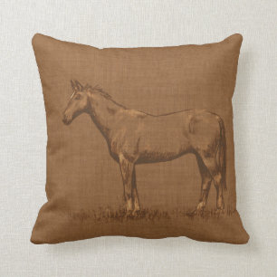 Coussin Carreau rustique de cheval de toile de jute