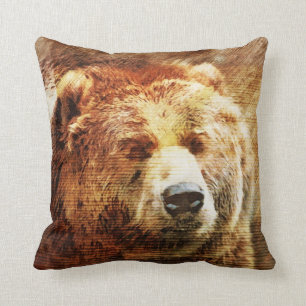 Coussin Carreau rustique d'ours gris