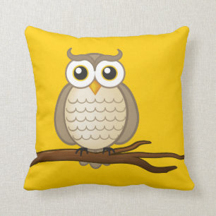 Coussin Carreau sage mignon de hibou