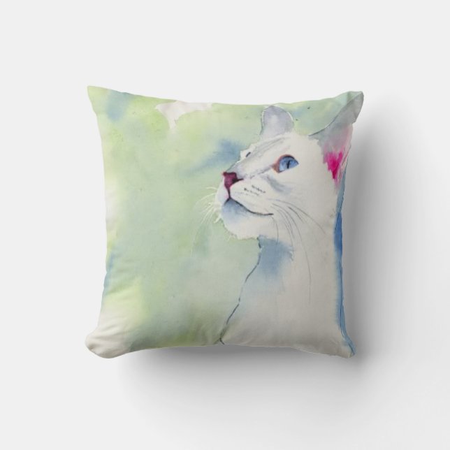 Coussin Carreau siamois blanc par l'Américain MoJo (Recto)