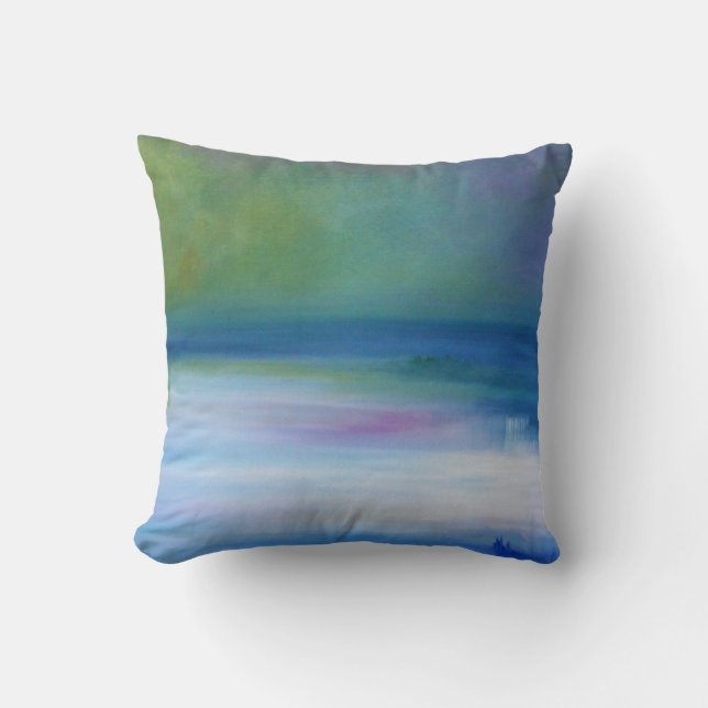 Coussin Carreau silencieux d'abrégé sur vert bleu de mers (Recto)