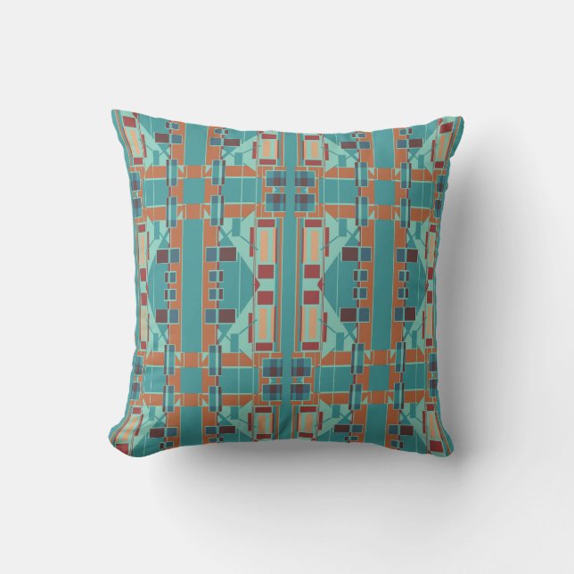 Coussin Carreau symétrique turquoise sarcelle bordeaux ora (Recto)