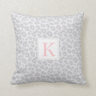 Coussin Carreau tonal gris d'empreinte de léopard de
