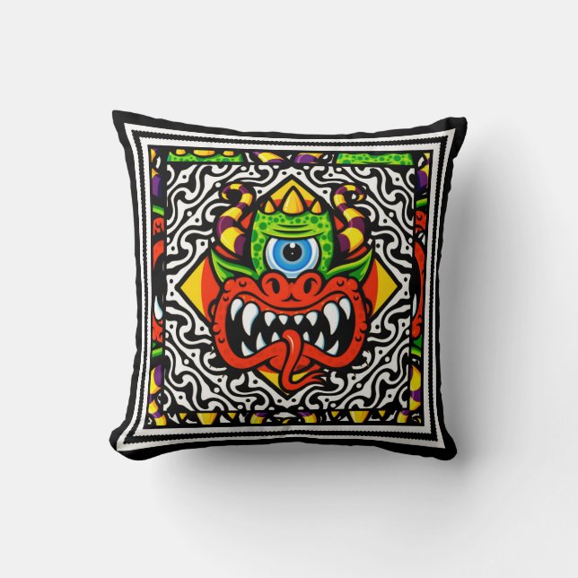 Coussin Carreau tribal moderne (Recto)