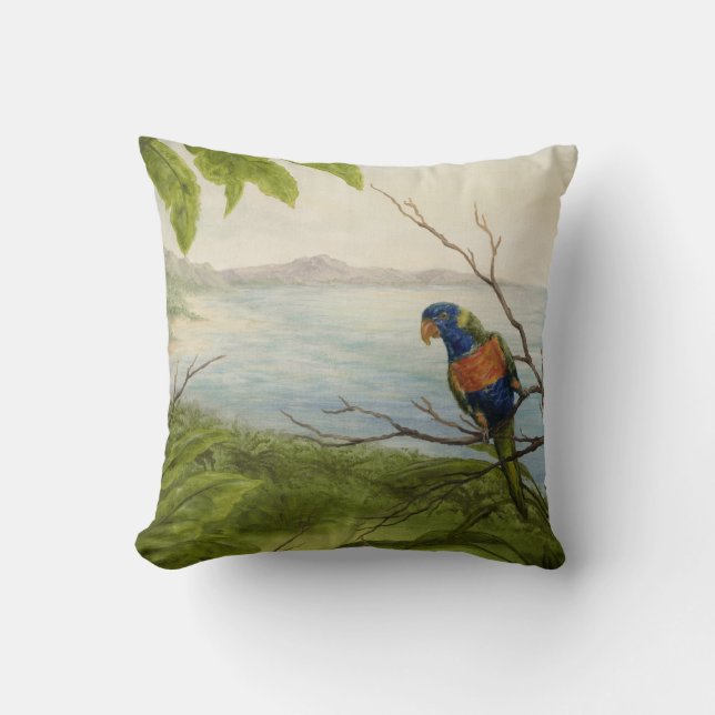 Coussin Carreau tropical d'oiseau (Recto)
