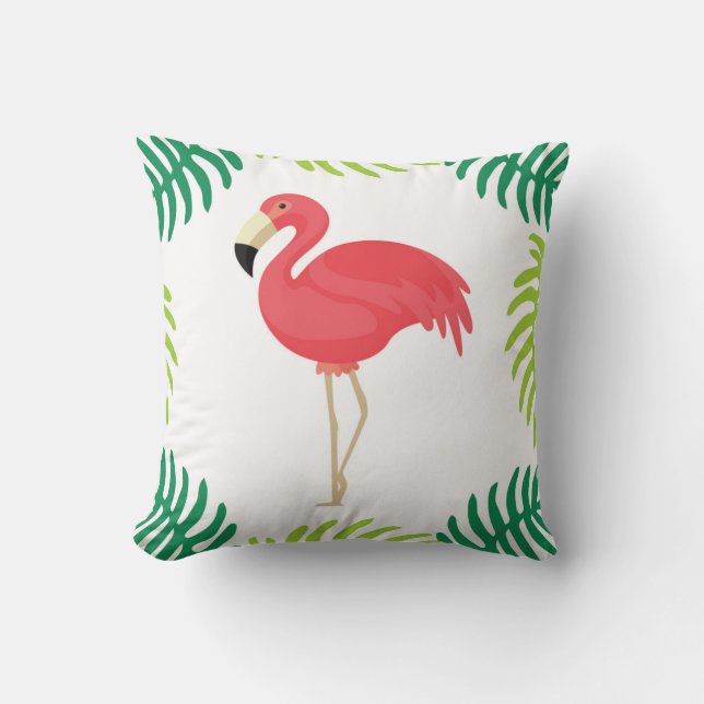 Coussin Carreau tropical rose de Flamant rose (Recto)