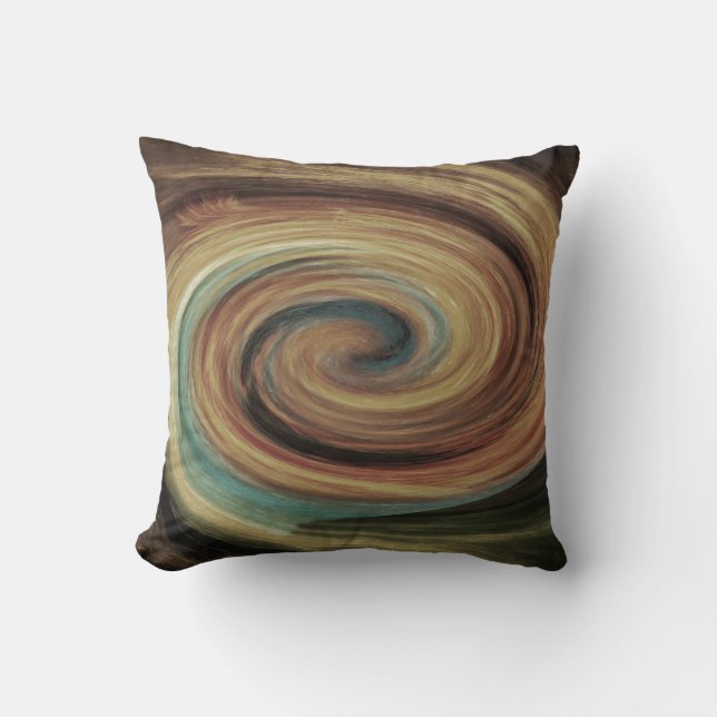 Coussin Carreau turquoise brun beige de remous de boue (Recto)