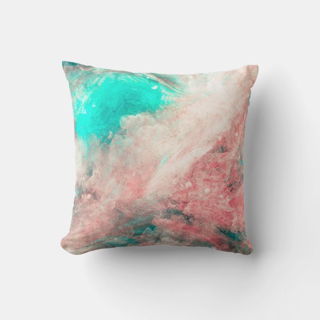 Coussin Carreau turquoise simple de la grunge | (Recto)