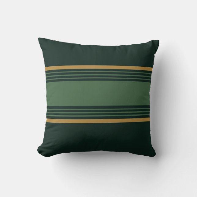 Coussin Carreau/vert et rayures d'or (Recto)