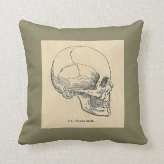 Coussin Carreau vintage de crâne d'anatomie