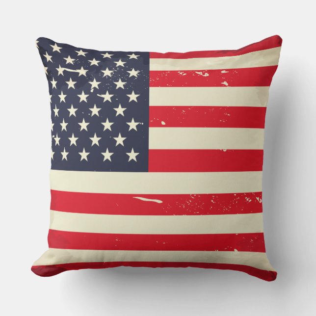 Coussin Carreau vintage de drapeau des USA (Recto)