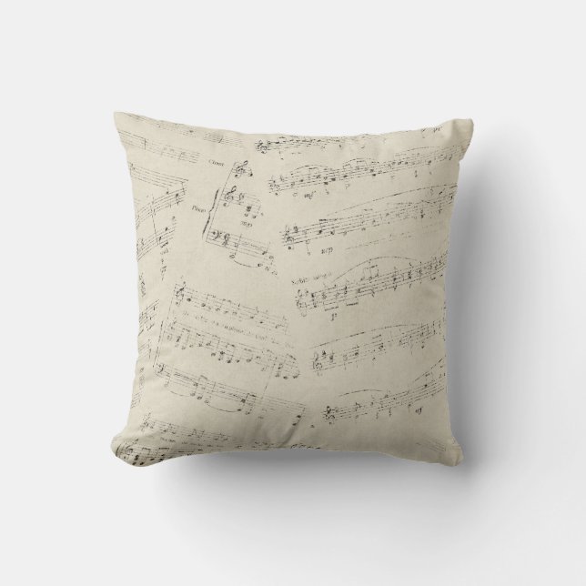 Coussin Carreau vintage de musique de feuille (Recto)