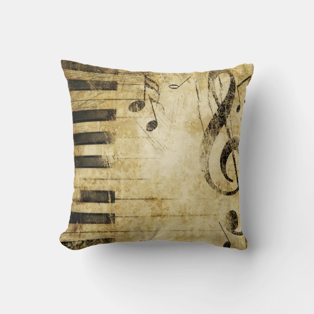 Coussin Carreau vintage de notes musicales (Recto)