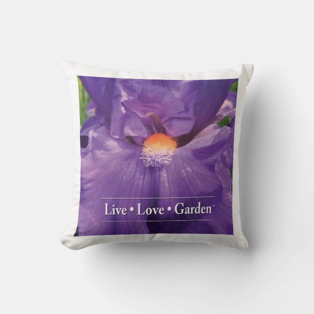 Coussin Carreau vivant 16" de jardin d'amour d'iris (Recto)