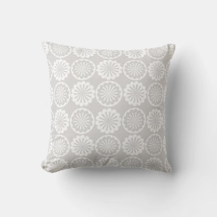 Coussin Carreaux à motif en cercle tourbillonnant blanc