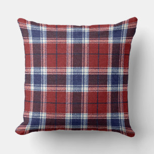 Coussin Carreaux Americana Bleu, Blanc Et Rouge Patrimoine