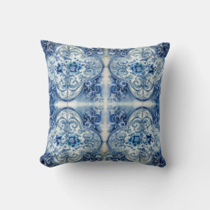 Coussin Carreaux Anciens en Bleu de Delft