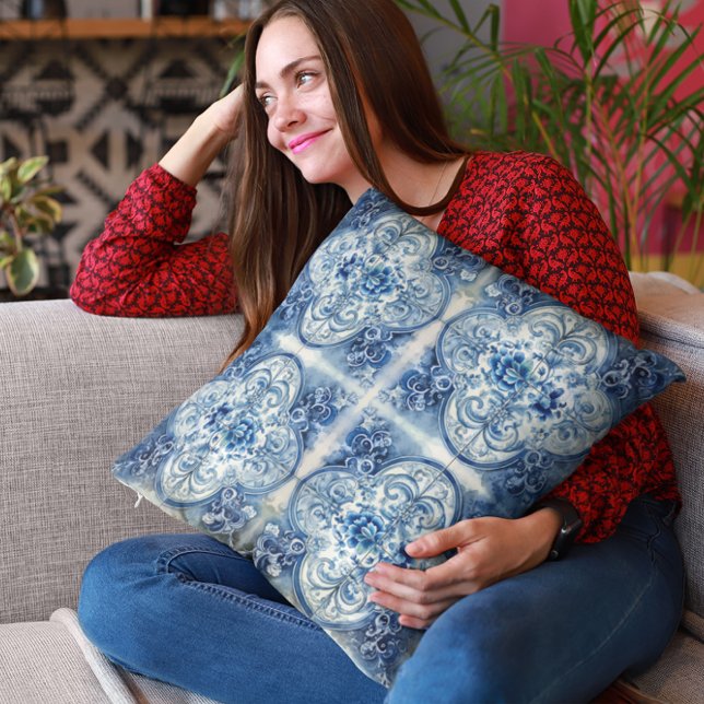 Coussin Carreaux anciens en bleu Delft (Créateur téléchargé)