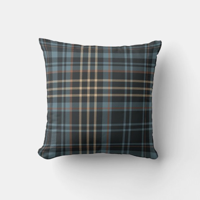 Coussin Carreaux Bleu foncé lunatique (Recto)
