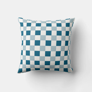 Coussin Carreaux Bleu Océan Et Blanc