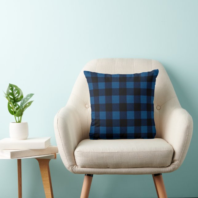 Coussin Carreaux bleus de bûcheron (Chaise)