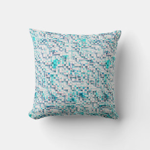 Coussin Carreaux bleus de style brut texturé, carré en mos