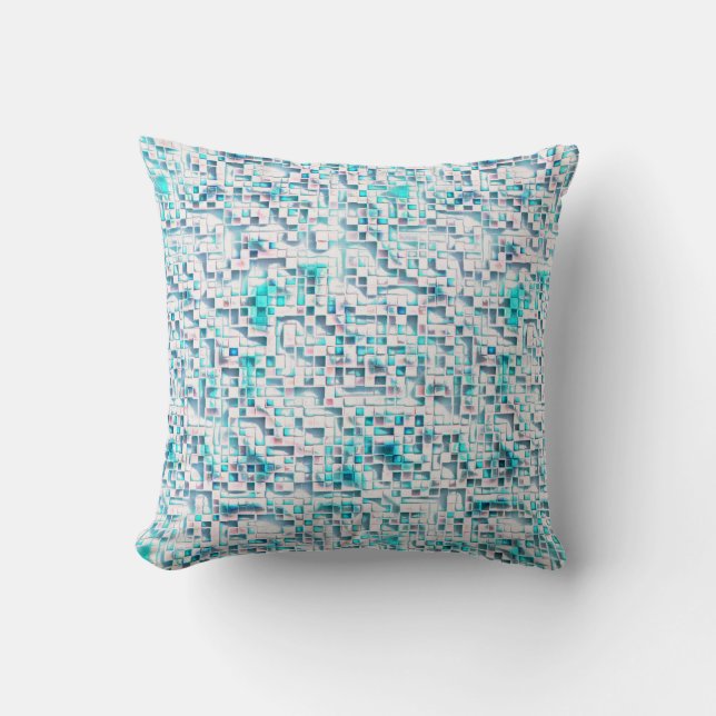 Coussin Carreaux bleus de style brut texturé, carré en mos (Recto)