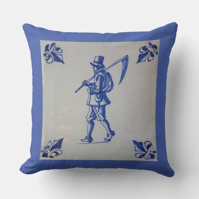 Coussin Carreaux bleus Delft - Cartes de lecture Modèle (Recto)
