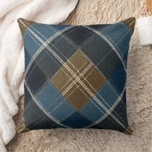 Coussin Carreaux Bleus Et Marrons