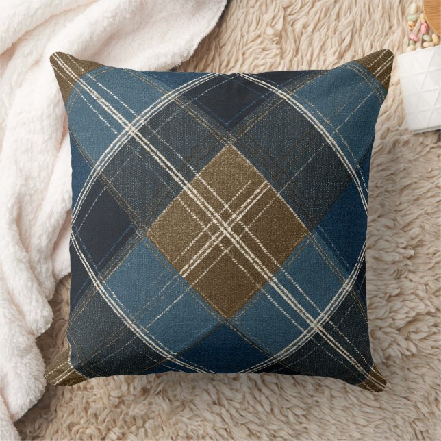 Coussin Carreaux Bleus Et Marrons (Couverture)
