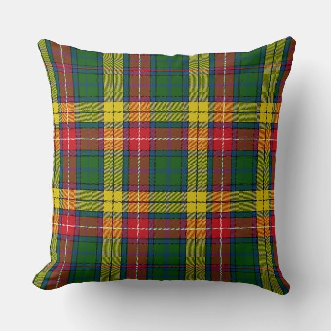 Coussin Carreaux Classiques Vert Rouge Jaune (Recto)