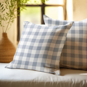 Coussin Carreaux de buffle gris et blanc