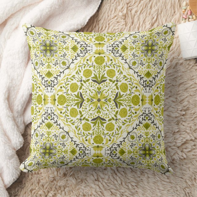 Coussin Carreaux de fleurs en vert (Couverture)