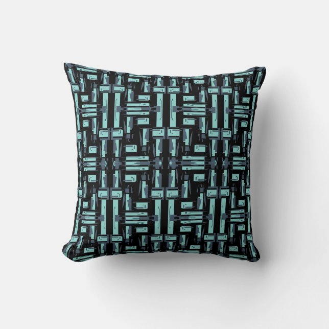 Coussin Carreaux de formes petites vert menthe foncé sur f (Recto)