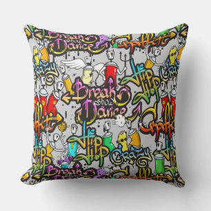 Coussin Carreaux de graffiti de hip hop