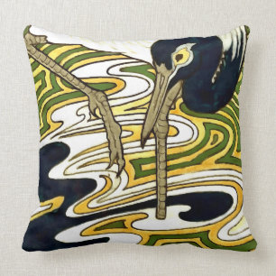Coussin Carreaux de grue des années 1800 Panneau de grue 