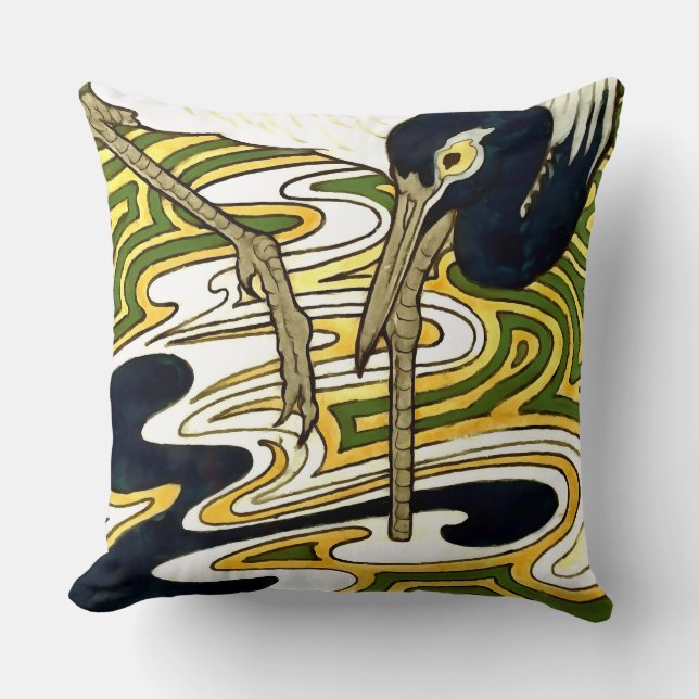 Coussin Carreaux de grue des années 1800 Panneau de grue e (Recto)