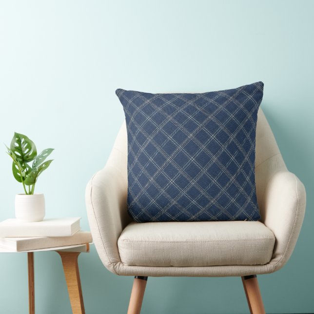 Coussin Carreaux de Jean Bleu (Chaise)