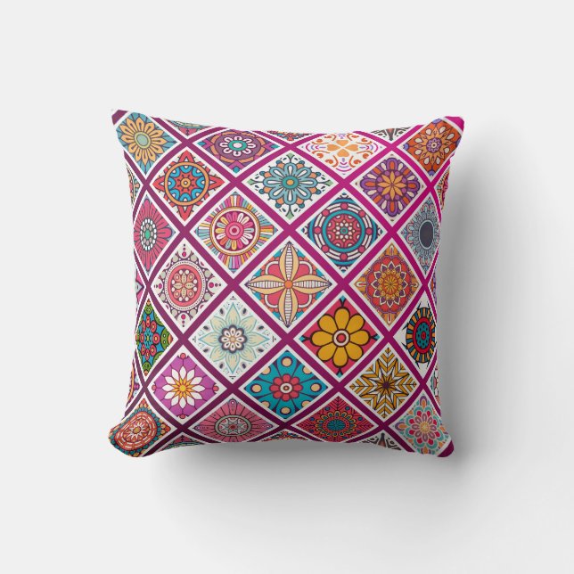 Coussin Carreaux de Mandala marocains (Recto)