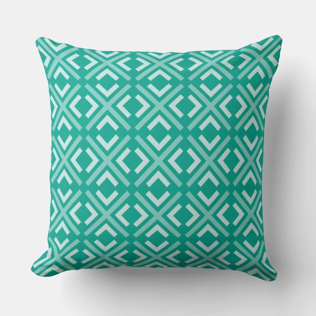 Coussin Carreaux de motif vert ethnique marocain inspiré (Recto)