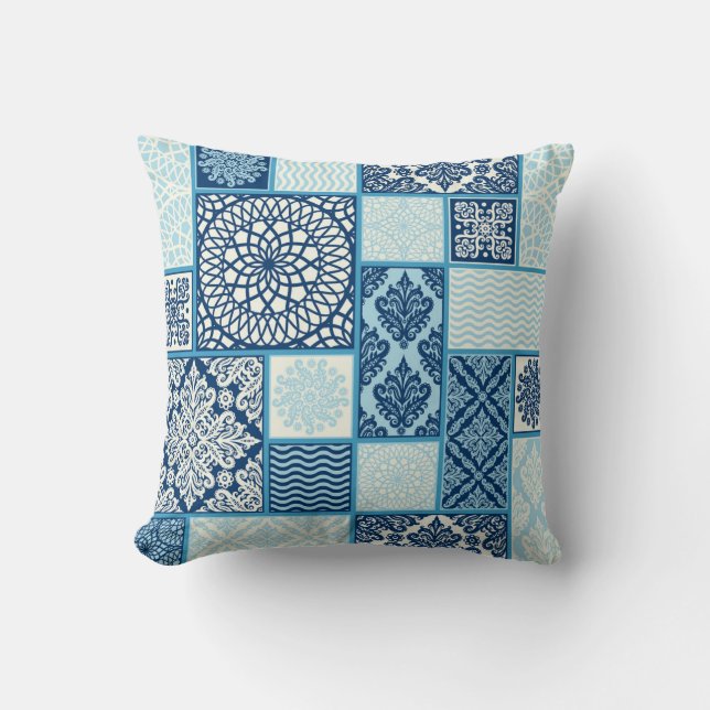 Coussin Carreaux de patchwork, arrière - plan transparent. (Recto)