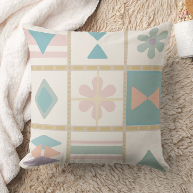 Coussin Carreaux de style folk doux (Couverture)