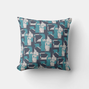 Coussin Carreaux de style MCM gris clair bleu ardoise fonc