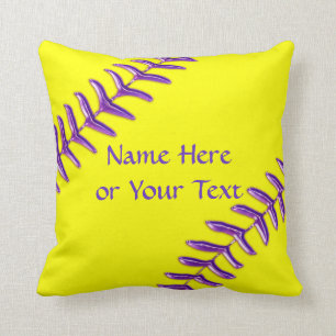 Coussin Carreaux du base-ball, points pourpres, VOTRE