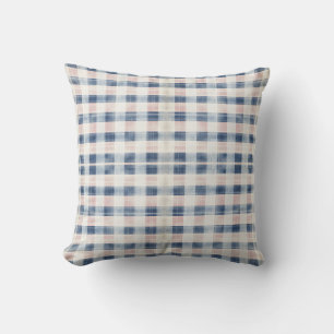 Coussin Carreaux en détresse rose et gris bleu