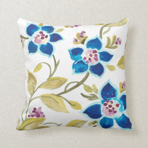 Coussin Carreaux floraux de l'abbaye - Flores bleues