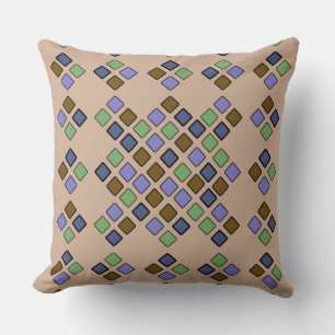 Coussin Carreaux géométriques diagonaux bleu vert 2 en 1
