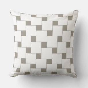Coussin Carreaux géométriques gris et blanc Répéter le Mot